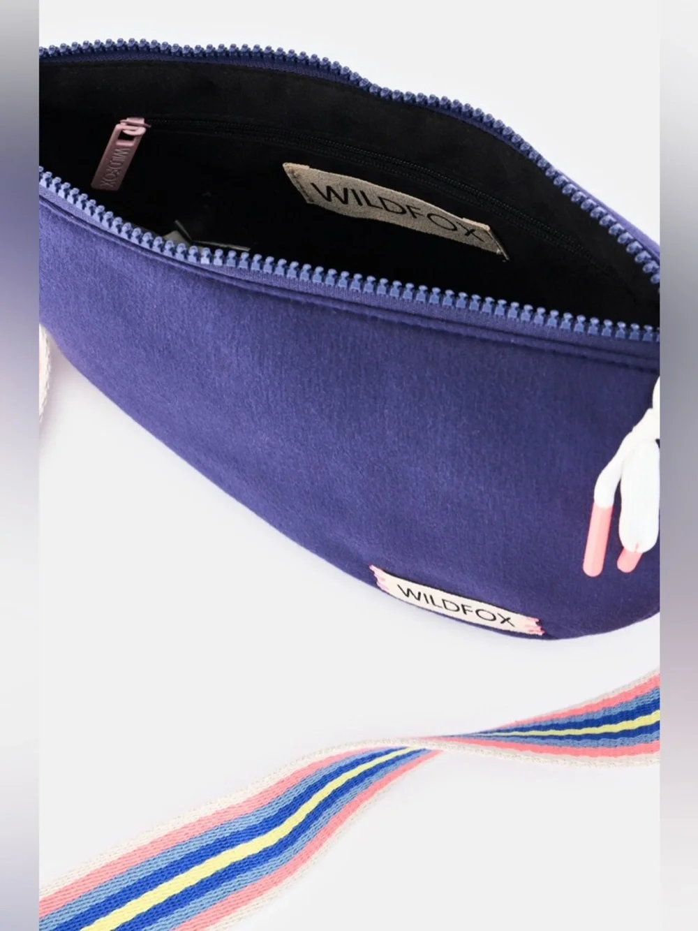 Wildfox Navy Crescent Crossbody with Multicolor Striped Strap